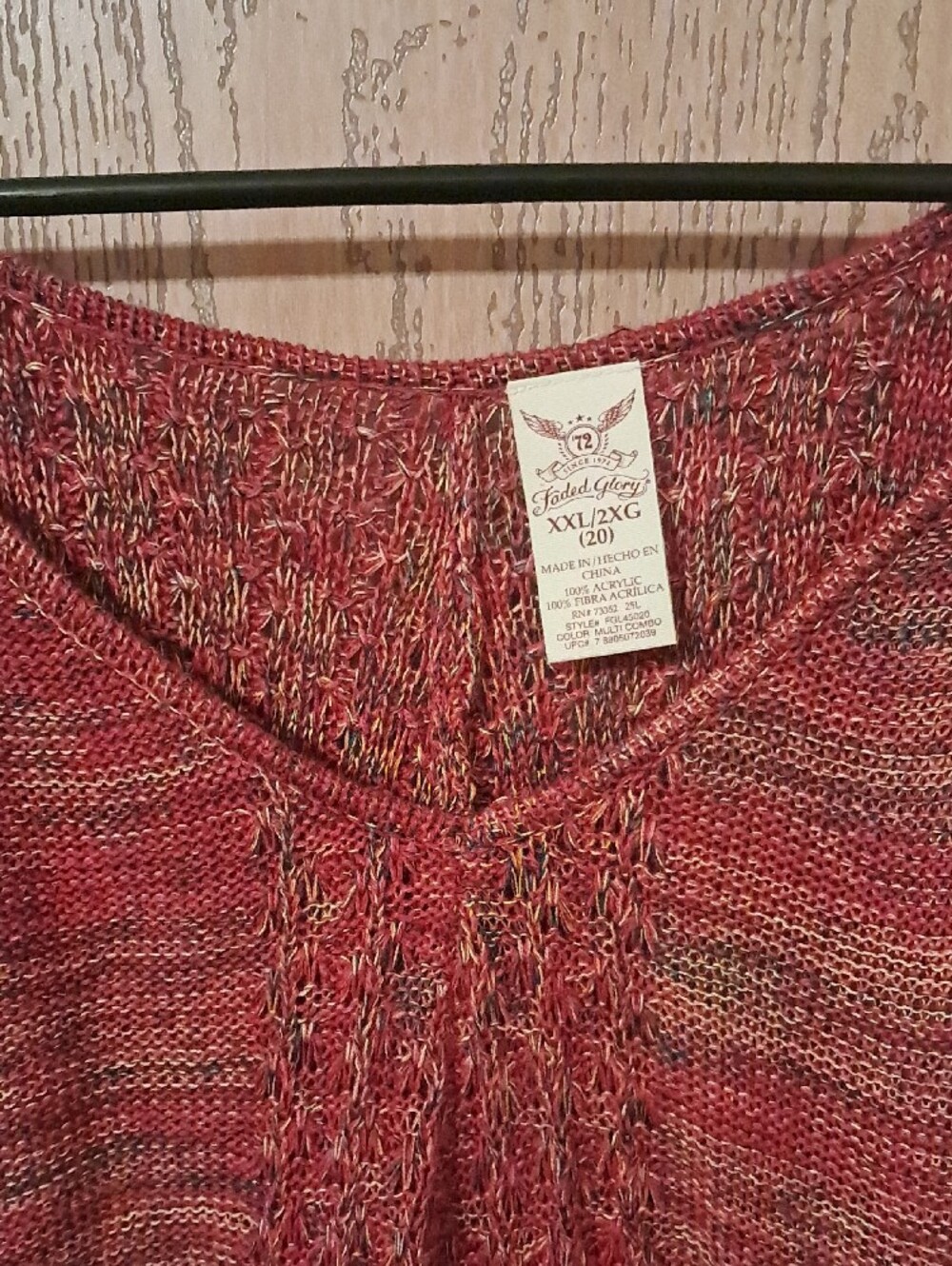Faded Glory Marled Rust V-Neck Knit Tunic - Picture 6 of 7